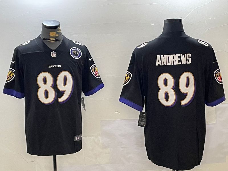 Men Baltimore Ravens 89 Andrews Black Second generation 2024 Nike Limited NFL Jersey style 2